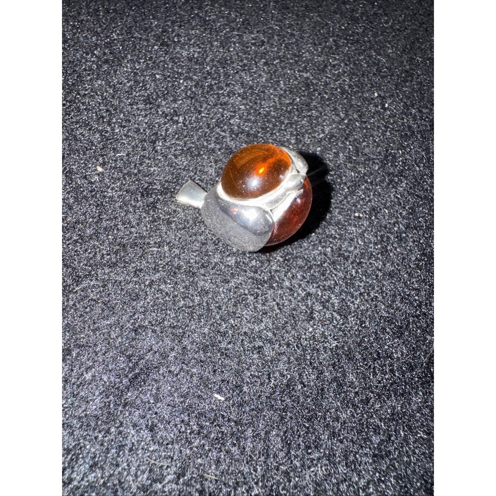 CHRISTOFLE FRANCE SILVER PLATED AMBER CRYSTAL BIRD Figurine Paperweight Rare!